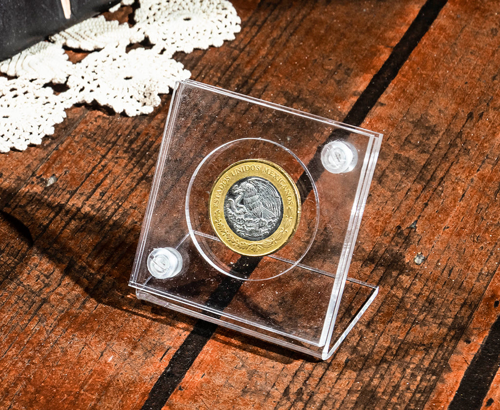 Moneda Troquelada con Porta Moneda de Madera – promoteran